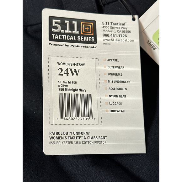 5.11 Tactical Women's Taclite Patrol Duty Uniform Class A Pant Blue Unhemmed 24W - Picture 14 of 16